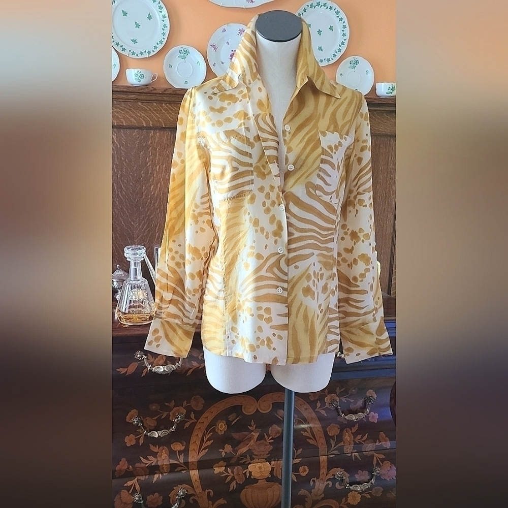Banana Republic Vintage Silk Animal Print Blouse